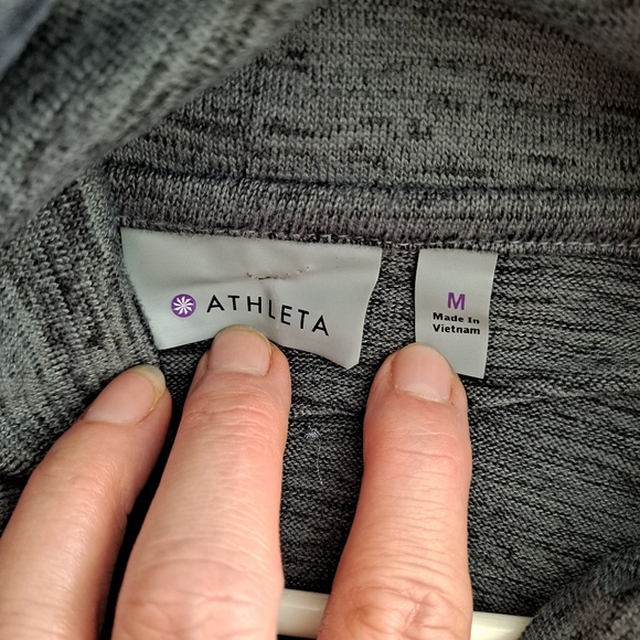 Athleta Women's Heathered Gray Athletic Sport Draped Cowl Neck Sweatshirt szM - Picture 7 of 8